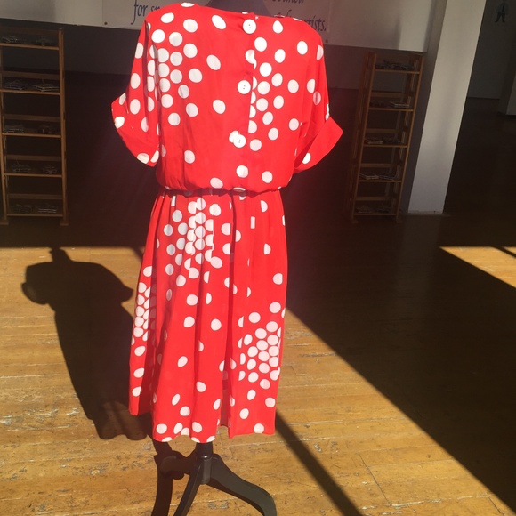 Red and white polka dot retro inspired sheer dress - Picture 4 of 8
